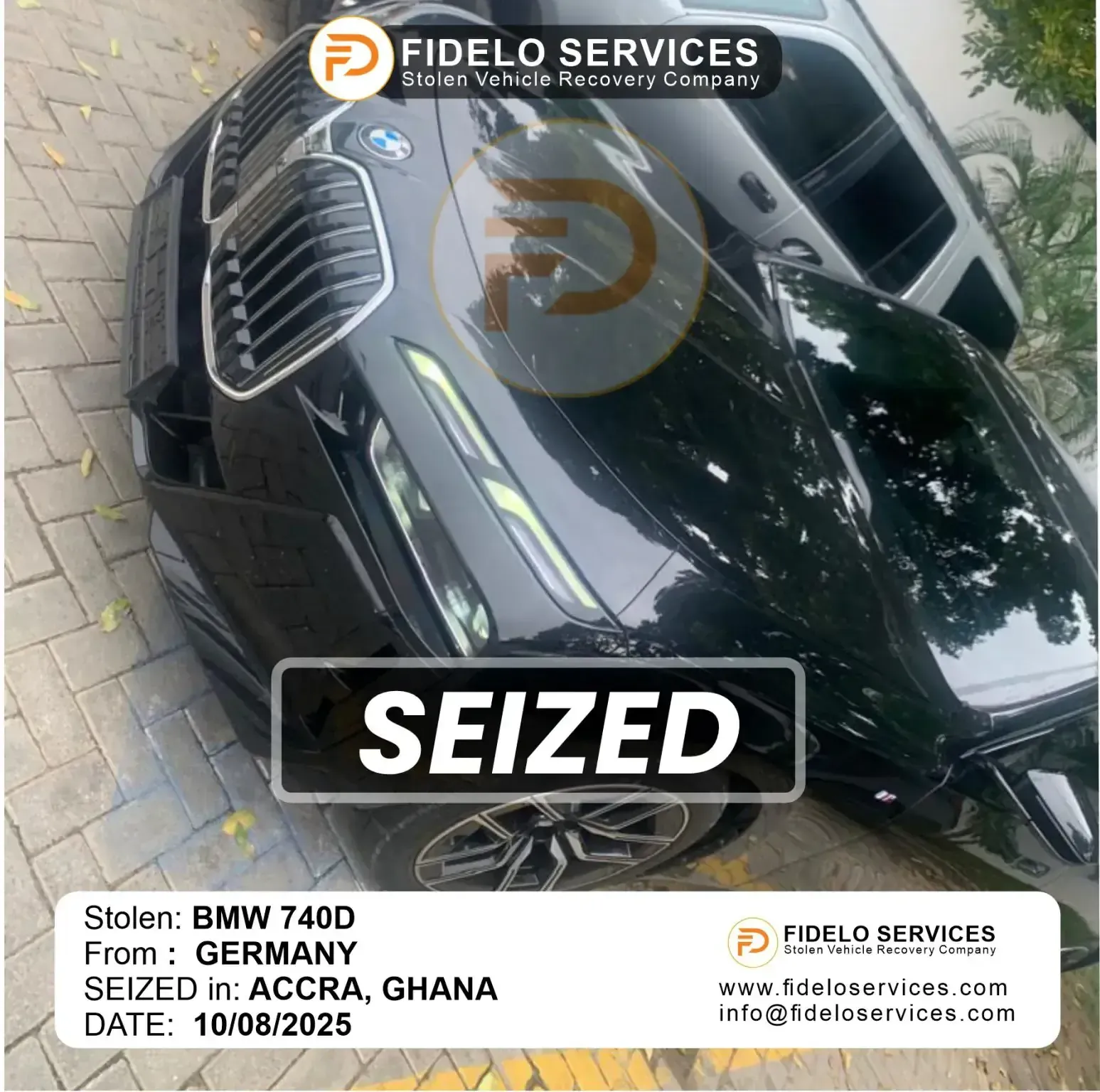 Stolen BMW 740D from Germany Recovered By Fidelo Services